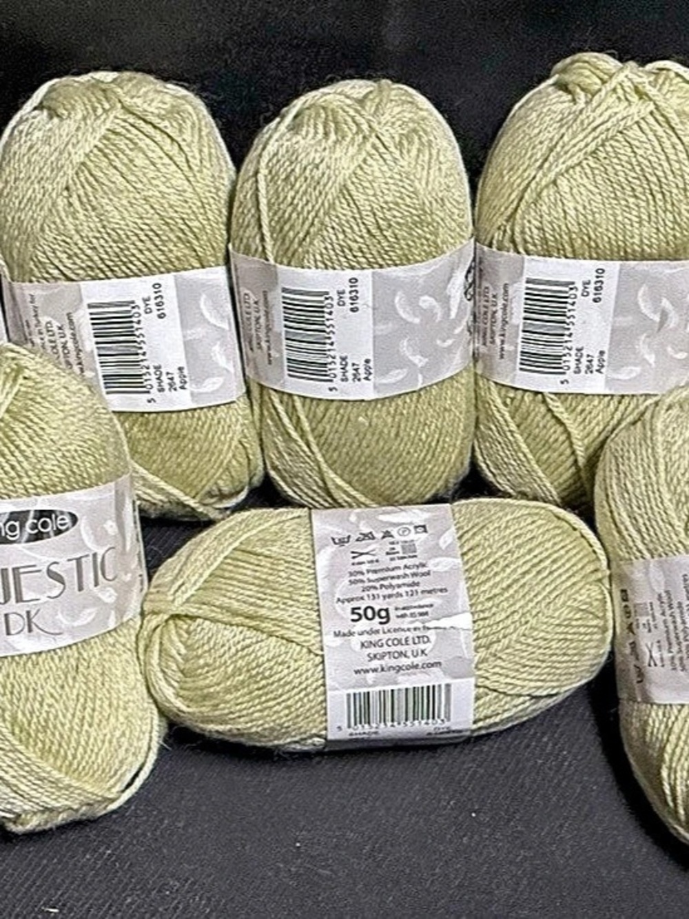 King Cole Majestic DK Apple Yellow Yarn 8 Skeins NWT